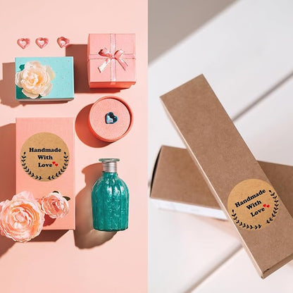 100-1000 Pcs Kraft Custom Sticker Labels Round Customized Labels Wreath Designs Personalized Stickers for Food Jars Gift Essential Oil Bottles Storage Bins(Kraft Paper 11)