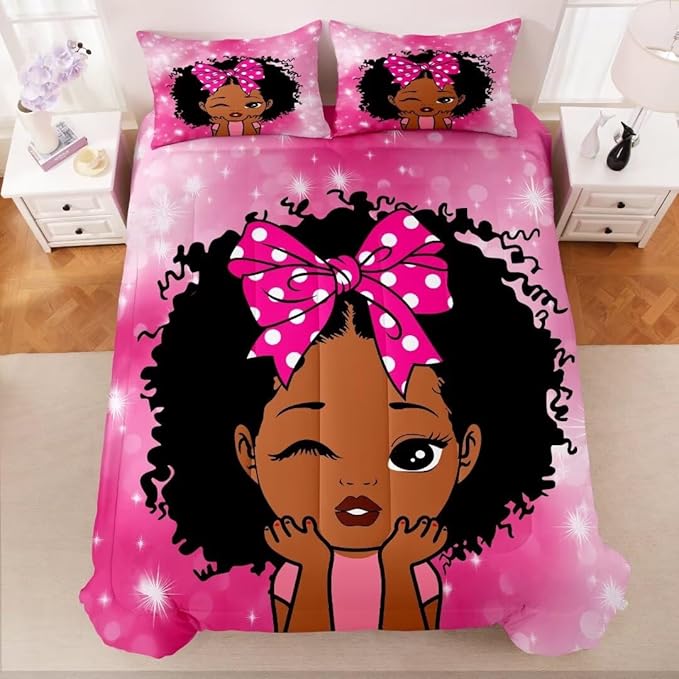 Black Girl Comforter Set Queen for Kids Teens,Black Girl Magic Bedding Set,African American Girl Inspirational Quotes Comforter Set,Black Princess Bed Bedroom Set