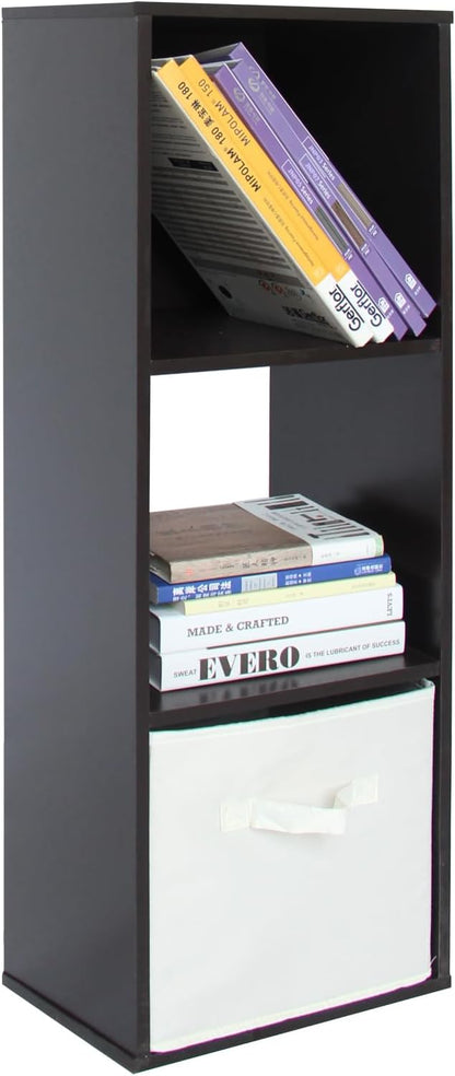 PACHIRA E-Commerce US Wooden Cube Storage Organizer, Unit Shelf, Closet Cabinet, Bookshelf File in Living Room, Bedroom, Study 3 Cube, DARK BROWN