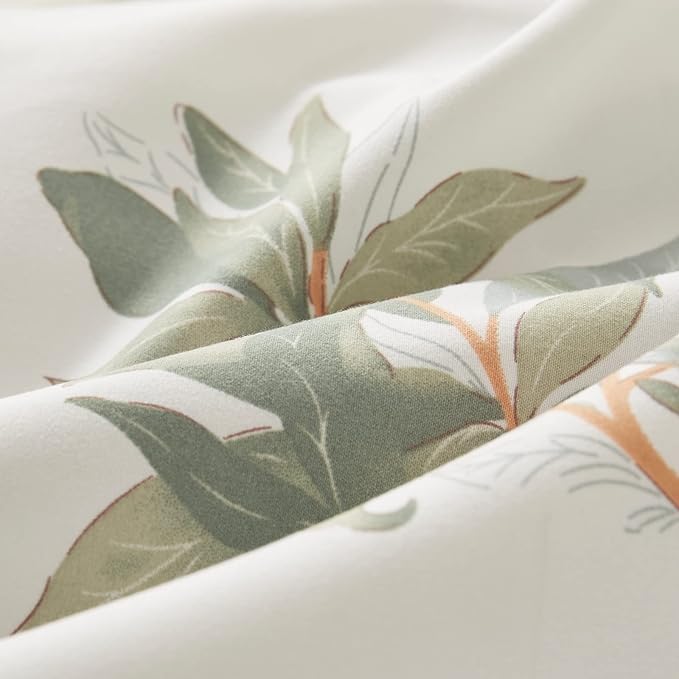 EMME Botanical Sage Green Comforter Set King Size 7 Pieces＿Brushed Microfiber Bed in a Bag for Girls, Ultra Soft Bedding Set with Sheets (Sage Green, King (7 Piece), Adult