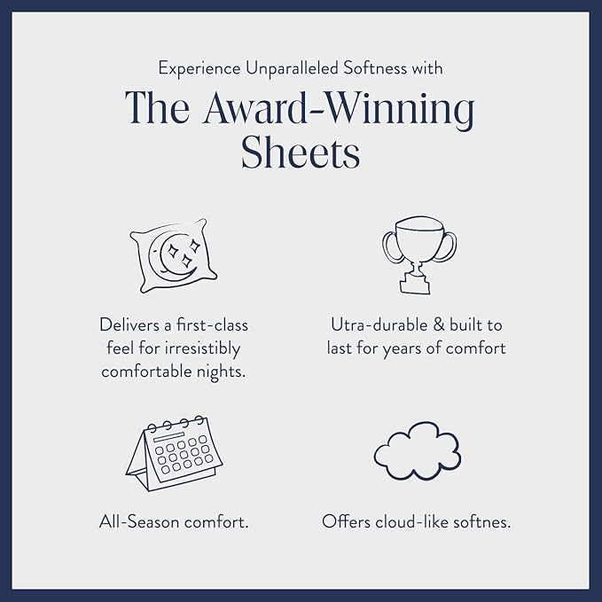 Brooklinen Luxury Sateen 4 Piece Queen Size Sheets Set in Cream - 100% Cotton Sateen Sheets - 1 Fitted Sheet, 1 Flat Sheet, 2 Pillowcases - Best Luxury Sheets