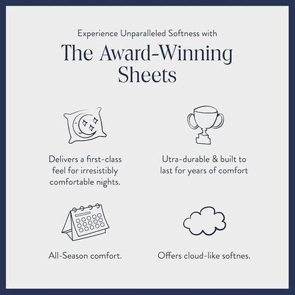 Brooklinen Luxury Sateen 4 Piece Queen Size Sheets Set in Cream - 100% Cotton Sateen Sheets - 1 Fitted Sheet, 1 Flat Sheet, 2 Pillowcases - Best Luxury Sheets
