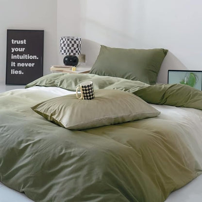 Gradient Green Comforter Set Ombre White Green Bedding Set Cal King Women Aesthetic Comforter 3 PCs Green Color Bed Comforter Set California King Gradient White and Green Comforter Set