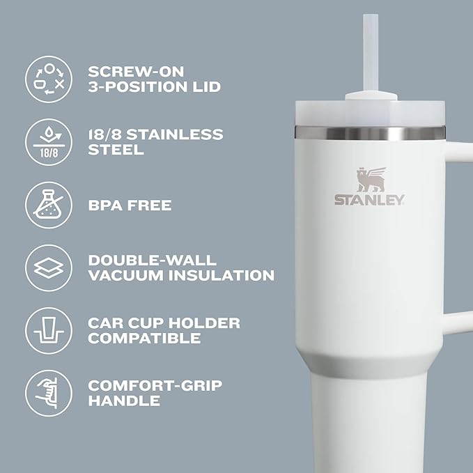 STANLEY Quencher H2.0 Flow State Tumbler, 40 oz, Sienna | Handle and Straw | 3-Position Lid | Cup Holder Compatible for Travel | Insulated Stainless Steel Cup | BPA-Free