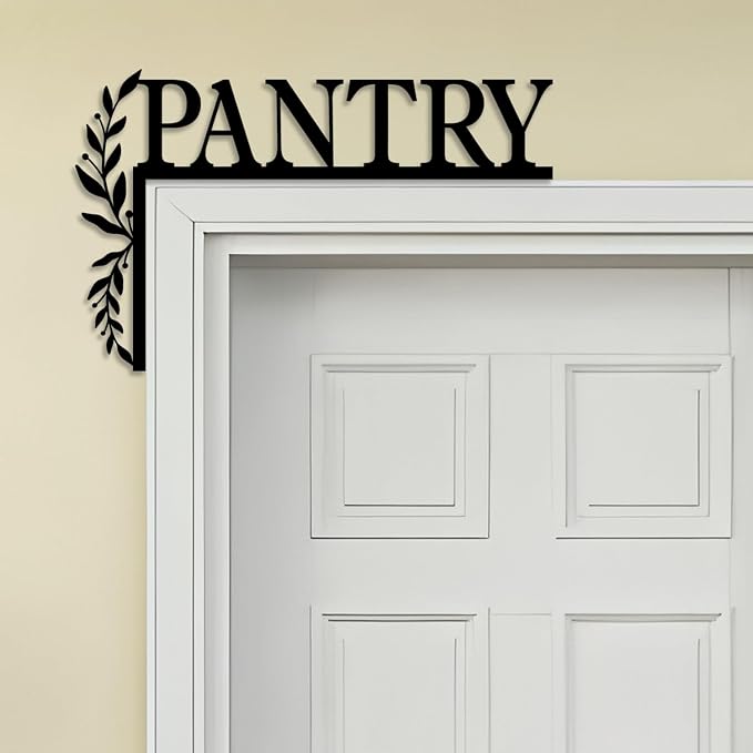 LIYOUYA Metal Pantry Flower Door Topper, door Sign, Door Corner Decor, Black Metal Wall Art, Simple Home Decor - For Kitchen (Black)