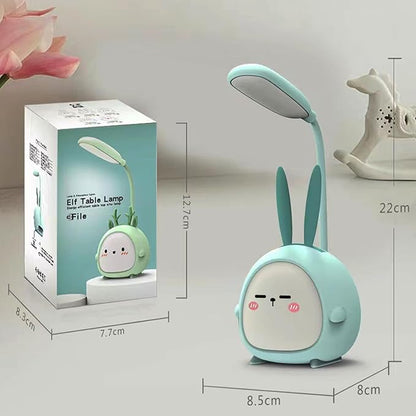 Cute Bunny Desk Lamp, Portable LED Desk Lamps with Night Light,Rabbit Foldable USB Rechargeable Reading Light for Children Boys Girls Study (Blue)