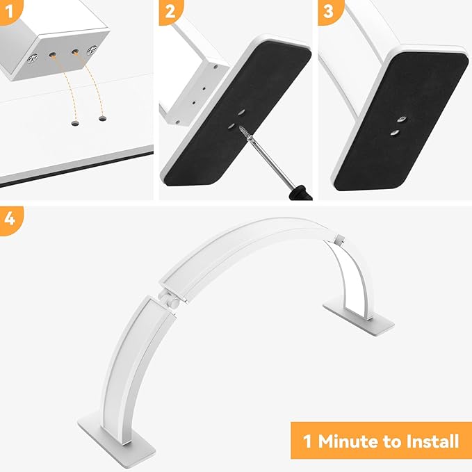 Foldable Half Moon Nail Desk Lamp 29.5Inch, Stepless Dimming Brightness 3360 Lumen Led Light for Nails, Manicure Desk Light for Lash Tech, Cosmetic, Tattoo, Eyebrows, White