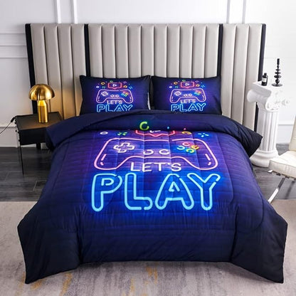 Teen Boy Comforter Set Queen,Kids Comforter Set for Boys,Gamer Bedding Sets for Boys,Boys Queen Bedding Set,Gaming Comforter Sets Including 1 Gaming Comforter&2 Pillowcases
