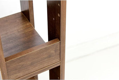USA 3-Tier 8" Slim Open Wooden Bookshelf with Adjustable Shelves, Easy Assembly Bookcase Farmhouse Shelf for Small Spaces Bedroom Office Living Room Indoor, Brown