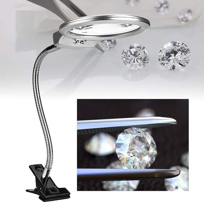 Zyyini 2 in 1 Desk Clip Magnifier with LED Light, Desk Lamp Magnifier, Precision Instrument Repair Magnifier Desk Lamp, Energy Saving LED Light,Great for Reading Jewelry Watch Repairing