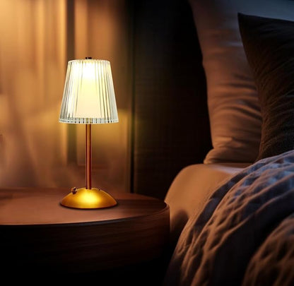 Portable Crystal Table Lamp,Cordless Metal Vintage Desk Lamp,3 Color Touch Control Rechargeable Lamp,3-Levels Brightness Room Decor Desk Lamp,Living Room,Kitchen,Dining Room Lamp (Gold-2)
