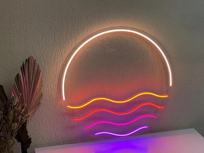 LED Decorative Lights USB Mountains Sunrise Sunset Led Neon Signs Home Decoration Wall Art Holiday Gift Brightness Adjustable 15''x15''