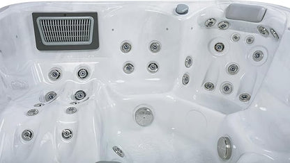Bueno Spa New York 6 - Person - 49 Jet Hot Tub with New Artic Max Insulation, LED Lights, Ozonator, and Cover