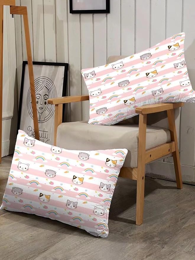 Cat Comforter Set Queen Size Pink Plaid Rainbow Bedding for Teen Girls Women Cloud Cute Boho Bedroom Dorm Quilt 1 Comforter + 2 Pillow Cases
