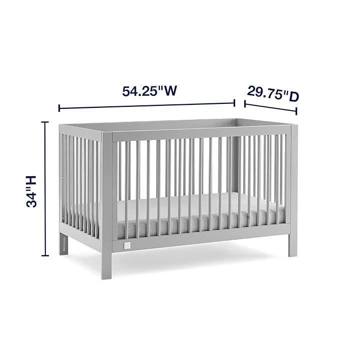 babyGap by Delta Children Charlie 6-in-1 Convertible Crib TrueSleep Crib and Toddler Mattress (Bundle), Grey