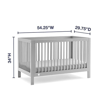 babyGap by Delta Children Charlie 6-in-1 Convertible Crib TrueSleep Crib and Toddler Mattress (Bundle), Grey