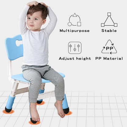 Adjustable Kid Chairs Indoor 3 Level Adjustable Suitable for Children Age 2-6. Maximum load-bearing 220LBS Suitable for Family Classroom and Nursery Child Seat Set (2-Pack-Blue)