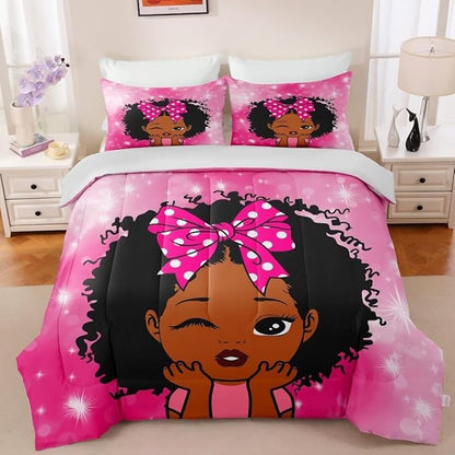 Black Girl Comforter Set Full for Kids Teens,Black Girl Magic Bedding Set,African American Girl Inspirational Quotes Comforter Set,Black Princess Bed Bedroom Set