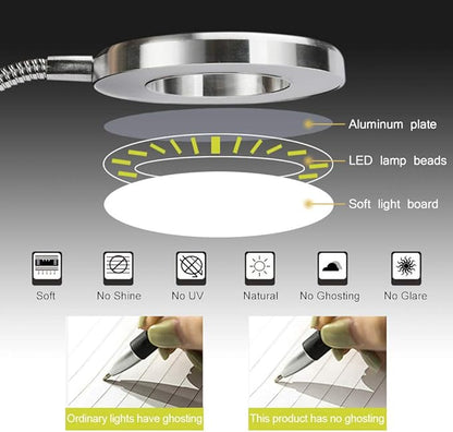 ATOMUS 2.5X Magnifying Lamp, LED USB Rechargeable Tattoo Beauty Magnifier Lamp with Metal Clip for Eyebrow Tattoo Manicure Eyelash Extension Read