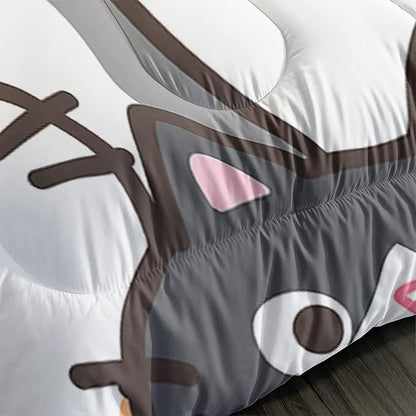 CVHOUSE Cat Bedding,Cartoon Cat Comforter Queen,Animals Print Comforter Set for Kids,Kawaii Quilt Set with 1 Comforter and 2 Pillow Cases
