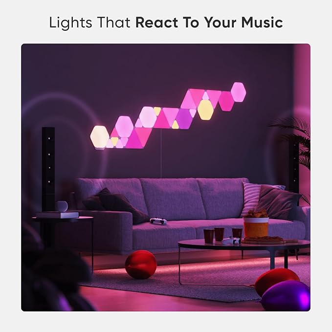 Nanoleaf Shapes WiFi and Thread Smart RGBW 16M+ Color LED Dimmable Gaming and Home Decor Wall Lights Smarter Kits (Triangles Smarter Kit (7 Pack)