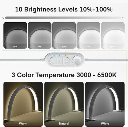 Foldable LED Half Moon Lamp for Nail,38W/3000-6000k Desk Lamp,Lash Lamp for Lash Extension with Storage Bag& Phone Bracket,Led Light for Nails Tech, Stepless Dimming(4700LM&White)