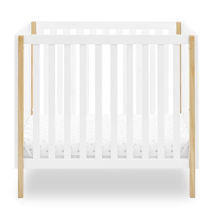 Delta Children Gio Mini Crib with 2.75" Mattress Included, Bianca White/Natural