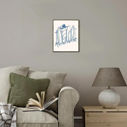 XOCUUI Coastal Granddaughter Room Decor Unframed, Blue Coastal Cowgirl Surfer Girl Canvas Posters, Beachy Preppy Aesthetic Room Decor Pictures For Teen Girl Dorm Apartment Decoration (8" X 10")