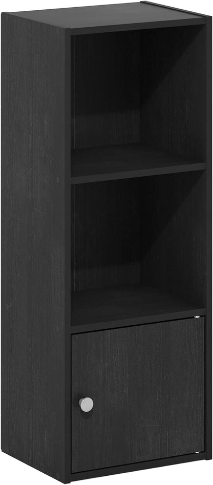 Furinno Luder Shelf Bookcase with 1 Door Storage Cabinet, Blackwood