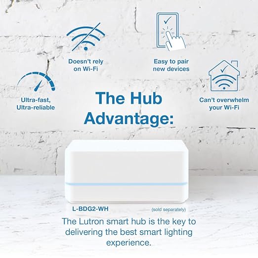 Lutron Caseta Original Smart Dimmer Switch ELV+ (Lutron Hub Required), 250W LED, Single-Pole/3-Way, Neutral Required, PD-5NE-WH, White