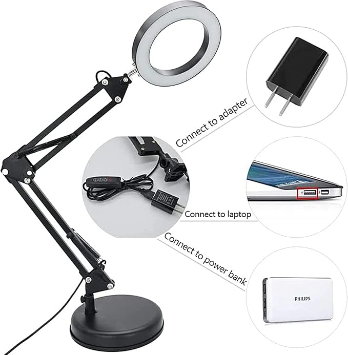 DLLT Dimmable Swing Arm Desk Lamp with Clamp, 68 LED Flexible Architect Work Lamp, 3 Colors 10 Brightness, Adjustable Desk Lamp, Multi-Joint Table Lamp for Study, Office, Computer, Art, Work Lighting