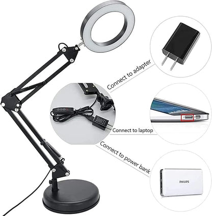 DLLT Dimmable Swing Arm Desk Lamp with Clamp, 68 LED Flexible Architect Work Lamp, 3 Colors 10 Brightness, Adjustable Desk Lamp, Multi-Joint Table Lamp for Study, Office, Computer, Art, Work Lighting