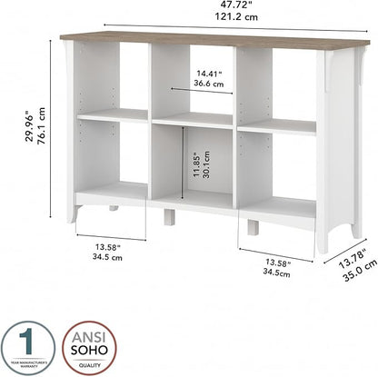 Bush Furniture BSH24462943 Salinas 6-Shelf 30-Inch H Cube Bookcase, Shiplap Gray/Pure White