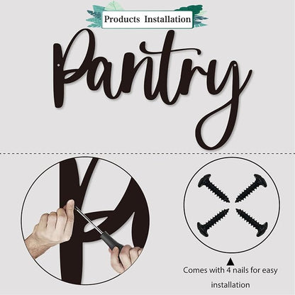 Pantry Word Sign Metal Wall Decor - Pantry Decor for Home Kitchen Restaurant Coffee Shop Store Farmhouse Wall Decor (20 inches)