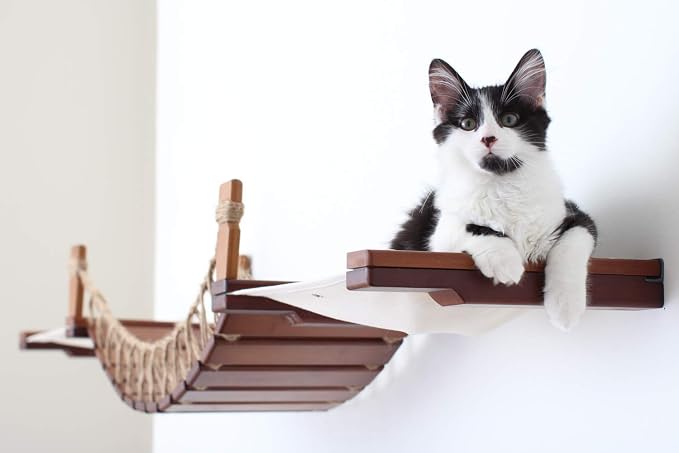 CatastrophiCreations The Cat Mod - Wall-mounted Cat Bridge with Fabric Lounger for Cats