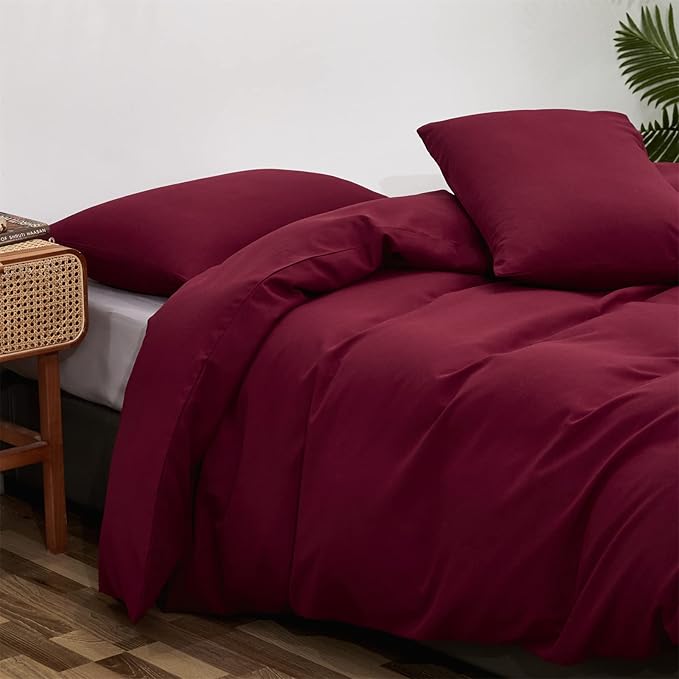 Burgundy Comforter Set Twin Size Dark Red Bedding Set Pure Burgundy Bedding Soft Durable Quilt Set Kids Lightweight Plain Burgundy Blanket Set Boys Girls Breathable Dark Red Bed Comforter
