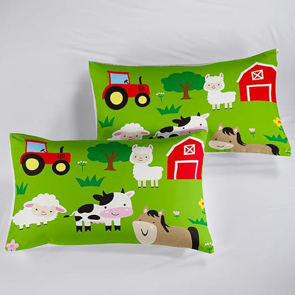 Farm Animal Comforter,Pig Cow Sheep Comforter Set for Kids Teens Girls Boys,3Pcs Bedding Set Printed Comforter with 2 Pillowcases,Down Alternative,Soft and Lightweight，Full Size