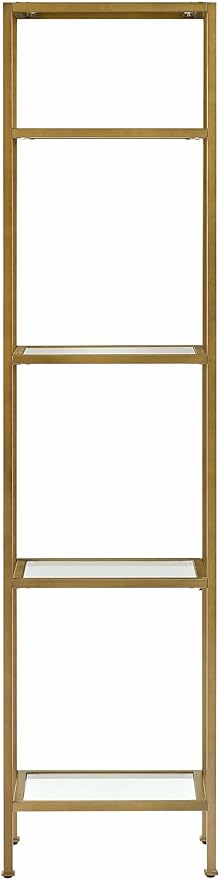 Crosley Furniture Aimee Narrow Etagere Bookcase - Gold and Glass