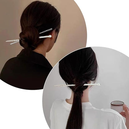 2PCS Alloy Hair Chopsticks Bun Chopsticks Hair Jewelry Abstract Minimalist Hair Chopsticks for Long Thick Hair