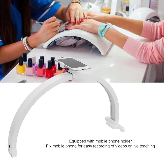 Dpofirs 20 Inch Lash Light, LED Half Moon Nail Desk Lamp, U Shaped Fill Light Floor Lamp, Half Moon Light Nail Lamp for Desk, Lash Tech Light, Manicure Led Light for Beauty Skincare (US