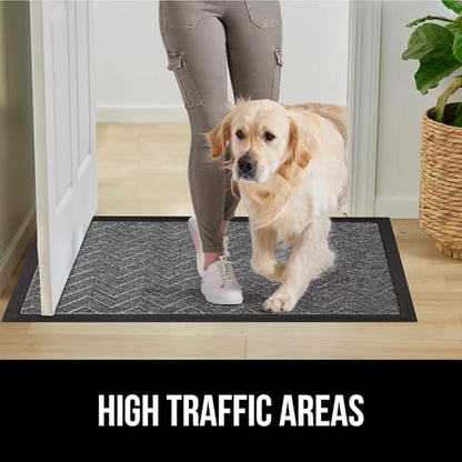 GORILLA GRIP 100% Waterproof All-Season WeatherMax Doormat, 60x24, US Designed Natural Rubber, Stain and Fade Resistant, Low Profile Indoor Outdoor Door Mats, Easy Clean Patio Mat, Steel Chevron