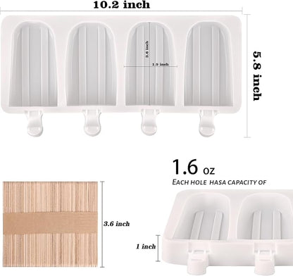 WMKGG Popsicle Silicone Molds Set, 2 PCS Ice Cream Molds with 50 Wooden Sticks for Cake Pop, Ice Pop, Cakesicles (White)