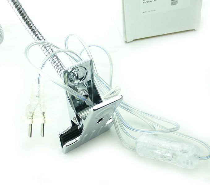 5W 3 Colors LED COB Clip on Light Silver 19.68 INCH 50 CM Tube Desk Flexible Table Bed Lamp Work Home Design lighting 110V 220V 85V - 265V AC with US Plug switch on off 500LM (Silver)