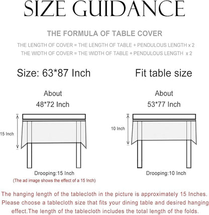 patdrea Designer Vintage Linen Tablecloth for Rectangle Table,French Soft Durable Floral Tablecloths,Colorful Table Cover for Kitchen Dining,Parties,Christmas,Thanksgiving,Party,63"x87"-Puno