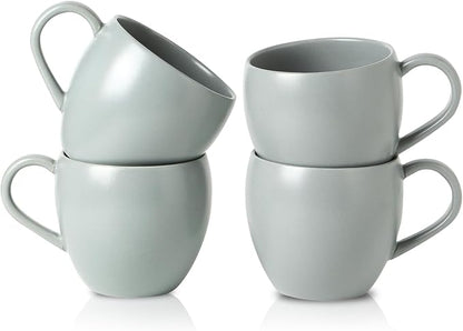 Coffee Mugs Set of 4, 16 oz Ceramic Coffee Cups for Latte, Tea, Milk, Cereal, Cappuccino, Stoneware Tea Cups for Housewarming Wedding Gifts, Microwave & Dishwasher Safe, Pebble Gray