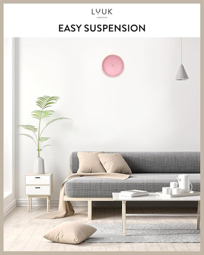 LUUK LIFESTYLE Elegant Wall Clock with Silent Movement, Modern and Minimalist Design, Gift idea for Moving-in, Decoration, in Pink and Gold