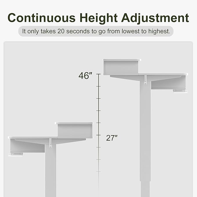 BANTI Height Adjustable Electric Standing Desk with 4 Drawers, 63 x 24 Inch Table with Storage Shelf, Sit Stand Desk, White Top