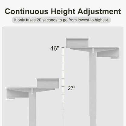 BANTI Height Adjustable Electric Standing Desk with 4 Drawers, 55 x 24 Inch Table with Storage Shelf, Sit Stand Desk, White Top