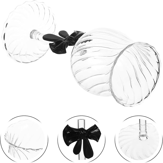Ml Elegant Bow Wine Glasses for Valentine's Day Dinner and Weddings, Romantic Atmosphere Creator with Ornate Glass Design to Enhance Celebration Glassware Collection