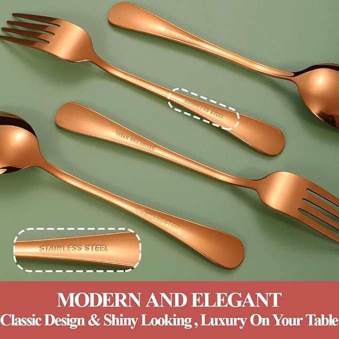 40 Pcs Rose Gold Silverware Set for 8, Food Grade Stainless Steel Flatware Set, Eating Utensils Sets Include Fork/Knife/Spoon,Home Kitchen Tableware Set, Reusable Cutlery Set, Dishwasher Safe